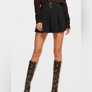 Ramy Brook Donia Pleated Belted Skort size XXS in black.